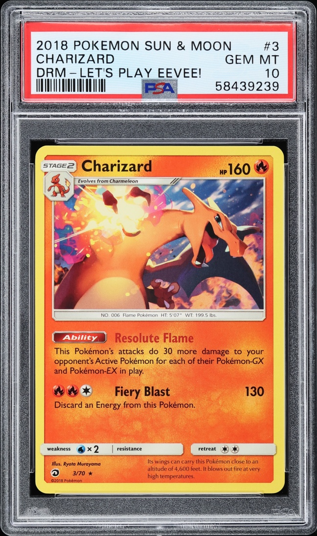 2018 Pokemon Sun & Moon Dragon Majesty Let's Play Eevee! Charizard #3 PSA 10 GEM MINT