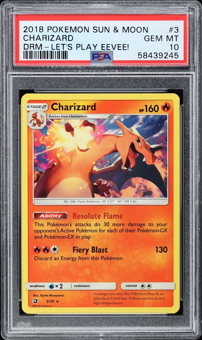 2018 Pokemon Sun & Moon Dragon Majesty Let's Play Eevee! Charizard #3 PSA 10 GEM MINT