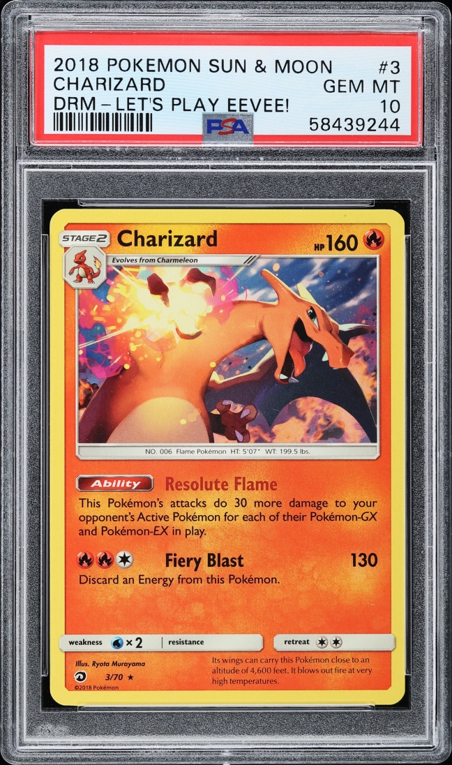 2018 Pokemon Sun & Moon Dragon Majesty Let's Play Eevee! Charizard #3 PSA 10 GEM MINT