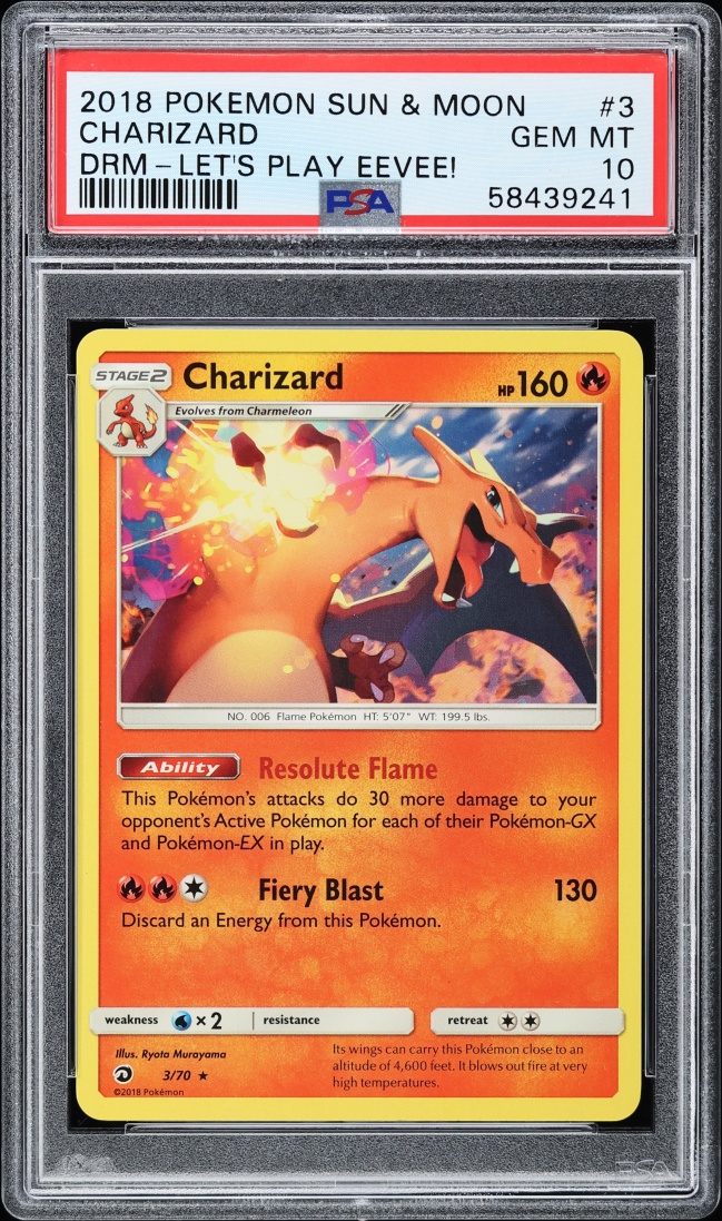 2018 Pokemon Sun & Moon Dragon Majesty Let's Play Eevee! Charizard #3 PSA 10 GEM MINT
