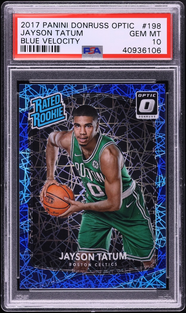2017 Donruss Optic Blue Velocity Jayson Tatum ROOKIE #198 PSA 10 GEM MINT