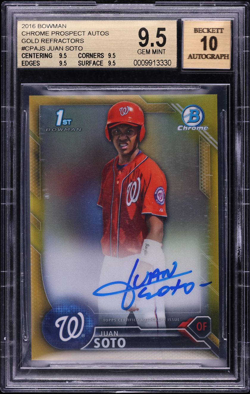 2016 Bowman Chrome Gold Refractor Juan Soto PROSPECT AUTO /50 #CPA-JS BGS 9.5