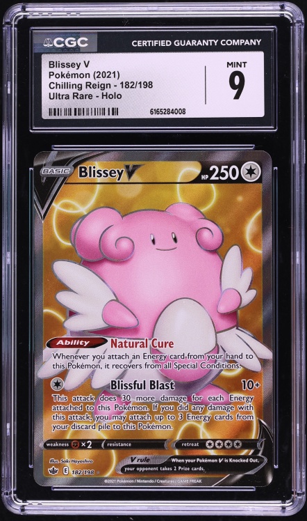 2021 Pokemon Sword & Shield Chilling Reign Full Art Blissey V #182 CGC 9 MINT