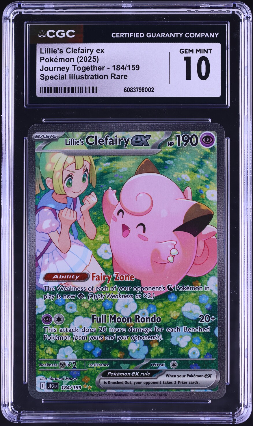 2025 Pokemon SV Journey Together SIR Lillie's Clefairy ex #184 CGC 10 GEM MINT