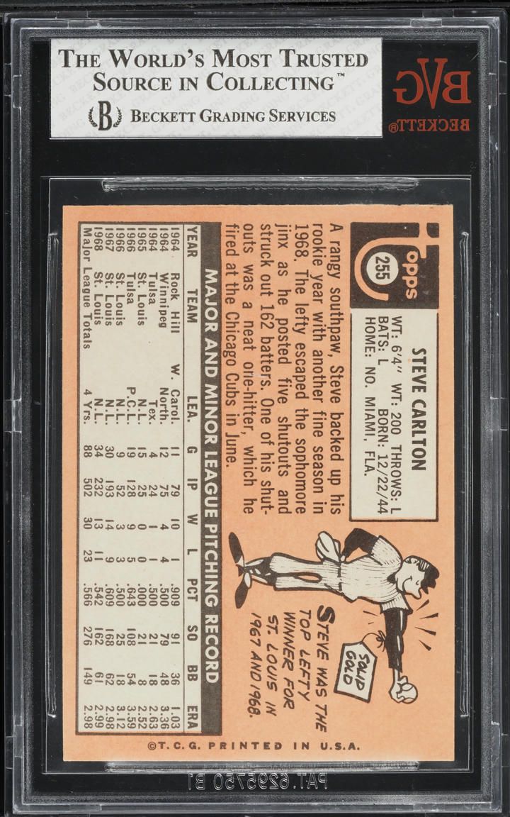 1969 Topps Steve Carlton #255 BVG 5 EX