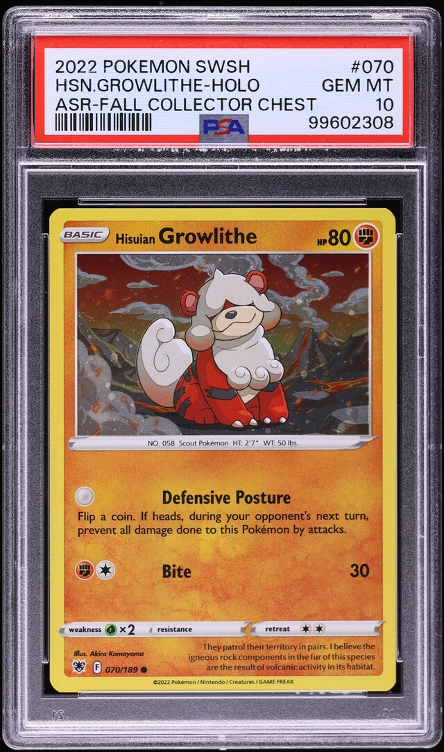 2022 Pokemon SWSH Astral Radiance Fall Collector Chest Holo Hisuian Growlithe #70 PSA 10 GEM