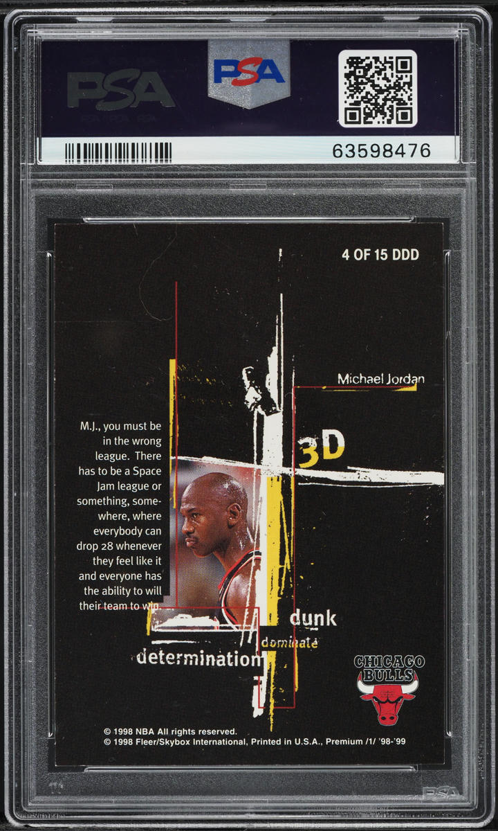 1998 SkyBox Premium 3D's Michael Jordan #4 PSA 8 NM-MT