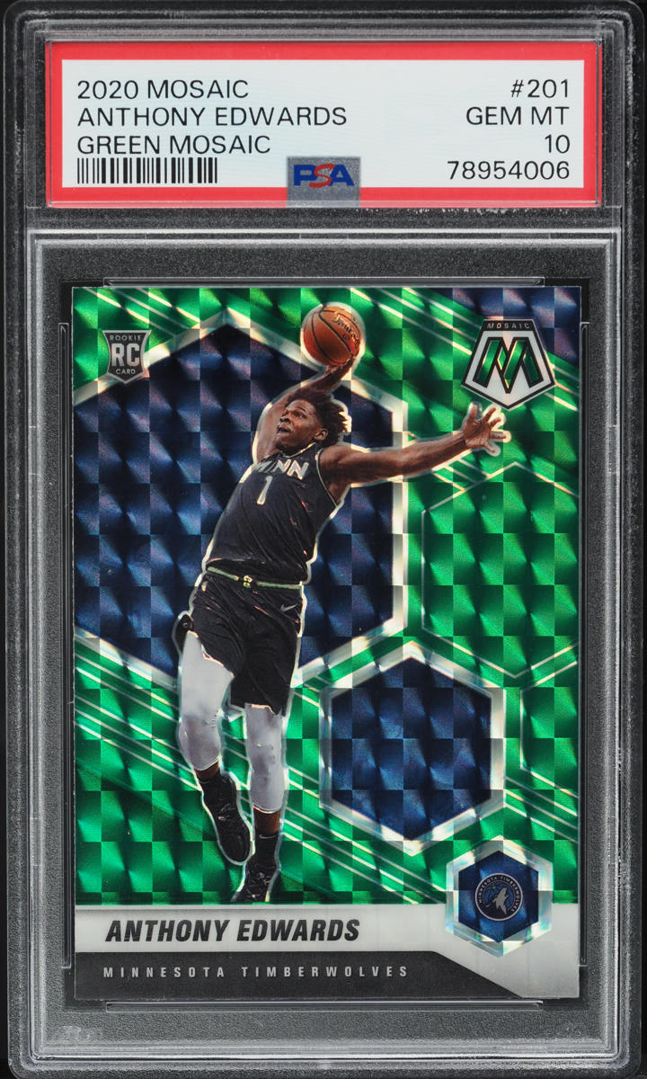 2020 Panini Mosaic Green Anthony Edwards ROOKIE #201 PSA 10 GEM MINT