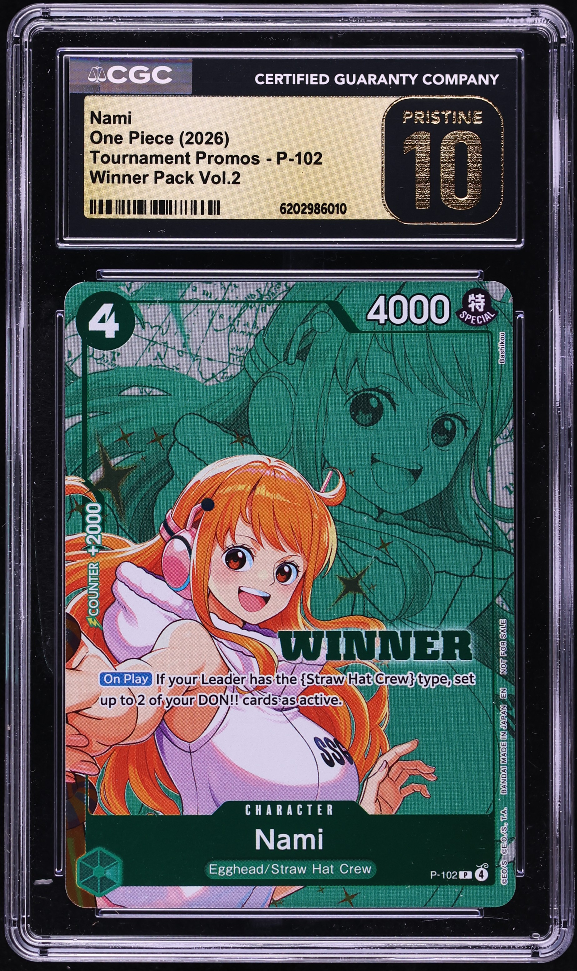 2026 One Piece Tournament Promo Pack Vol. 2 Nami #P-102 CGC 10 PRISTINE