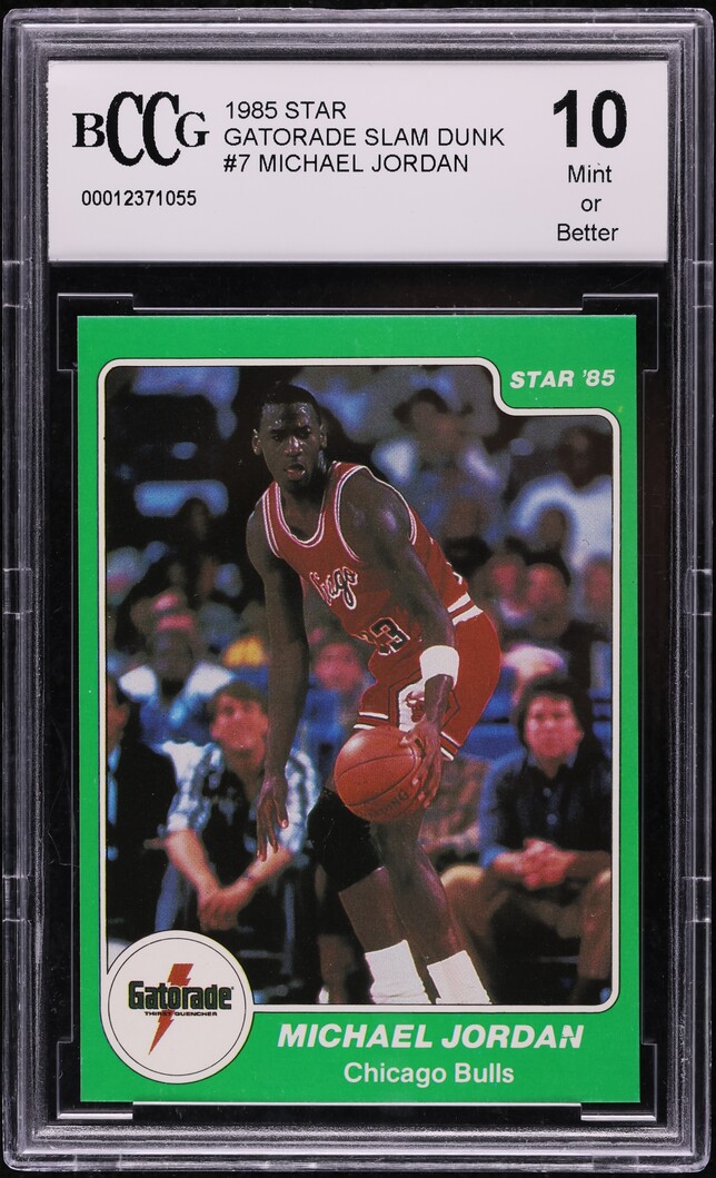 1985 Star Gatorade Slam Dunk Michael Jordan ROOKIE #7 BCCG 10