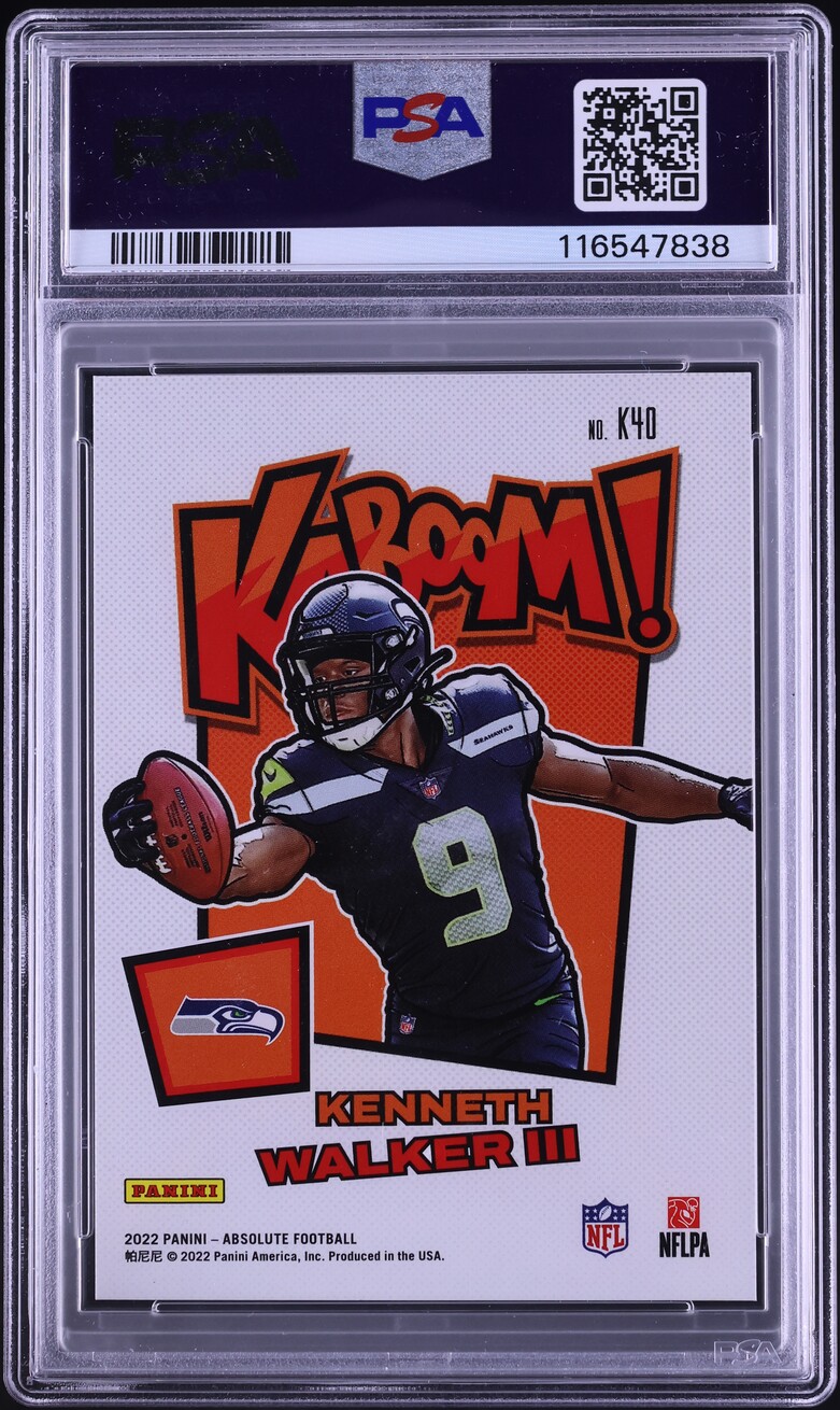 2022 Absolute Kaboom! Vertical Green Kenneth Walker III ROOKIE 1/1 #K40 PSA 9 MINT