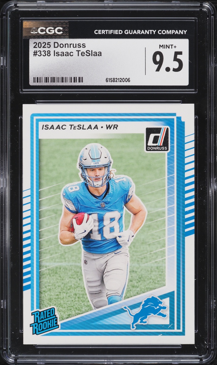 2025 Donruss Football Isaac TeSlaa ROOKIE #338 CGC 9.5 MINT+