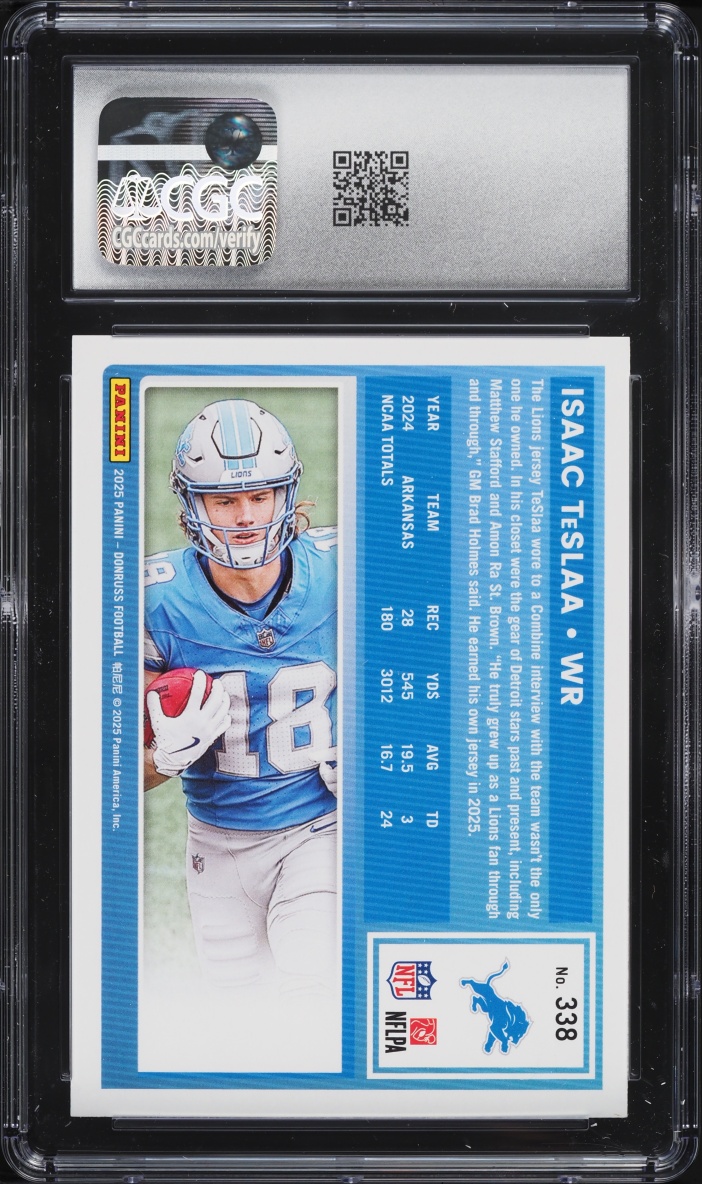 2025 Donruss Football Isaac TeSlaa ROOKIE #338 CGC 9.5 MINT+