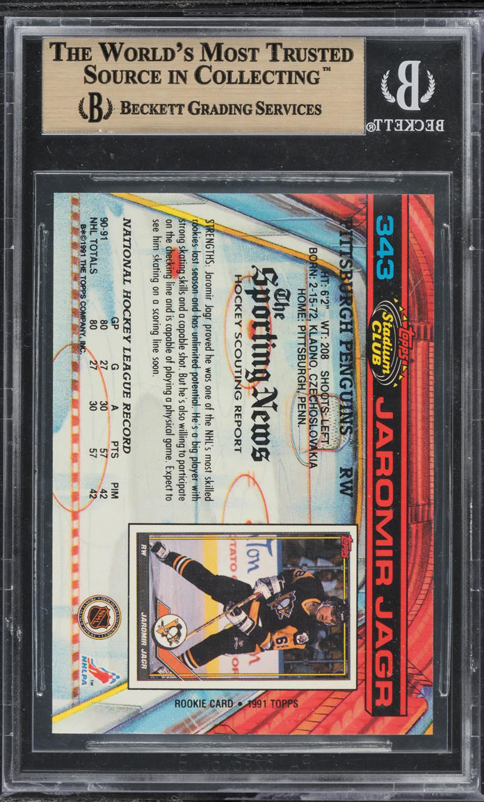 1991 Stadium Club Jaromir Jagr #343 BGS 9.5 GEM MINT