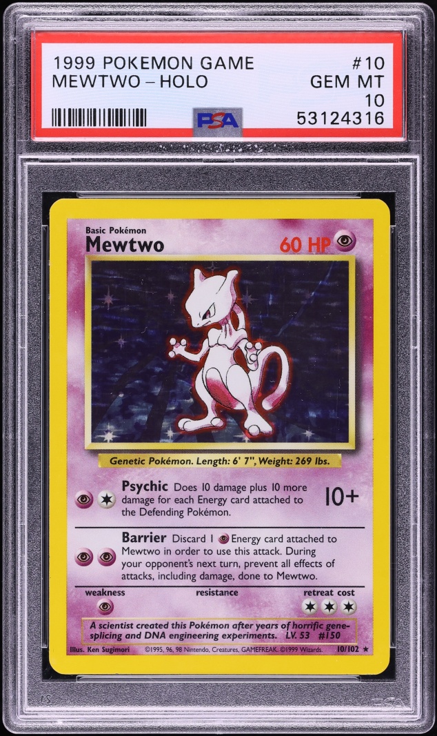 1999 Pokemon Base Set Holo Mewtwo #10 PSA 10 GEM MINT