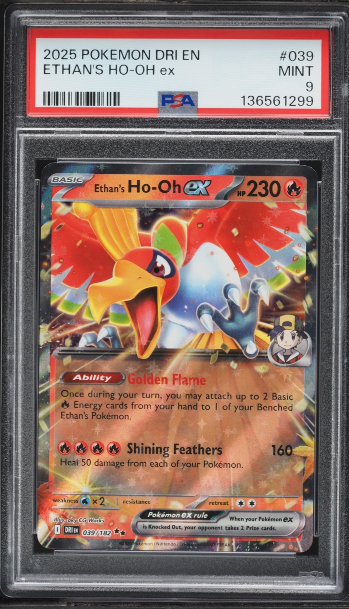 2025 Pokemon Scarlet & Violet Destined Rivals Holo Ethan's Ho-Oh ex #39 PSA 9 MINT