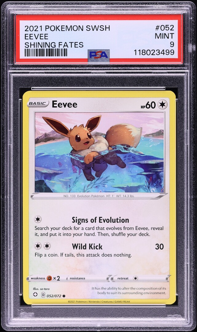 2021 Pokemon Sword & Shield Shining Fates Eevee #052 PSA 9 MINT