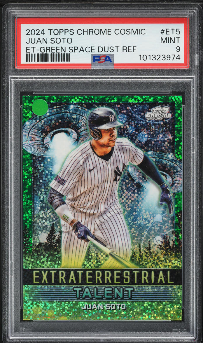 2024 Topps Chrome Cosmic ET Green Space Dust Refractor Juan Soto /75 PSA 9 MINT