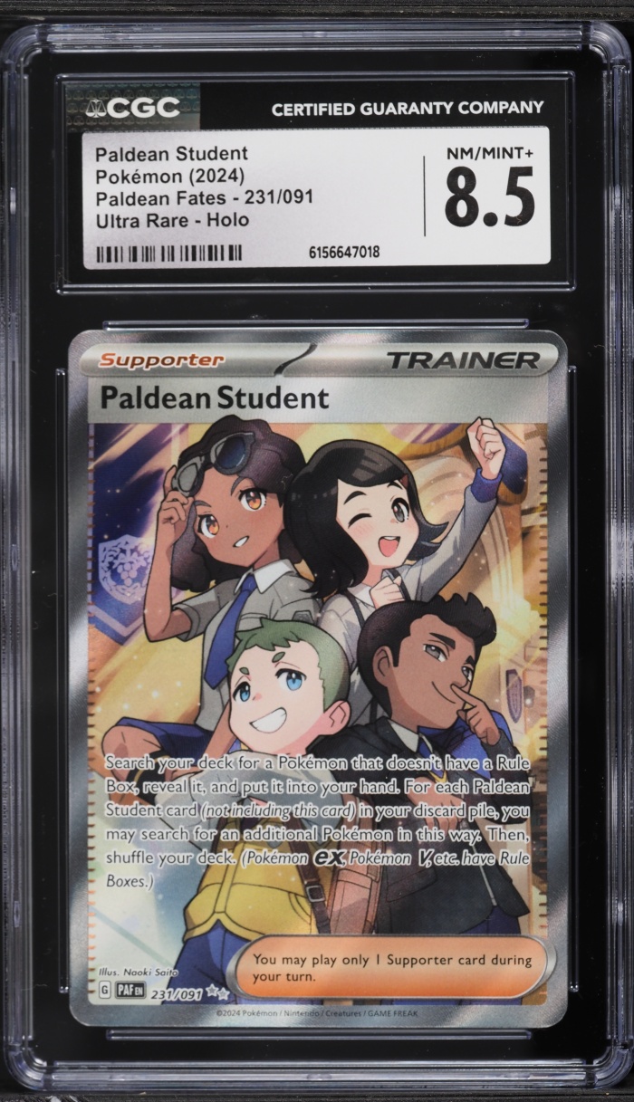 2024 Pokemon Scarlet & Violet Paldean Fates Full Art Paldean Student #231 CGC 8.5 NM-MT+