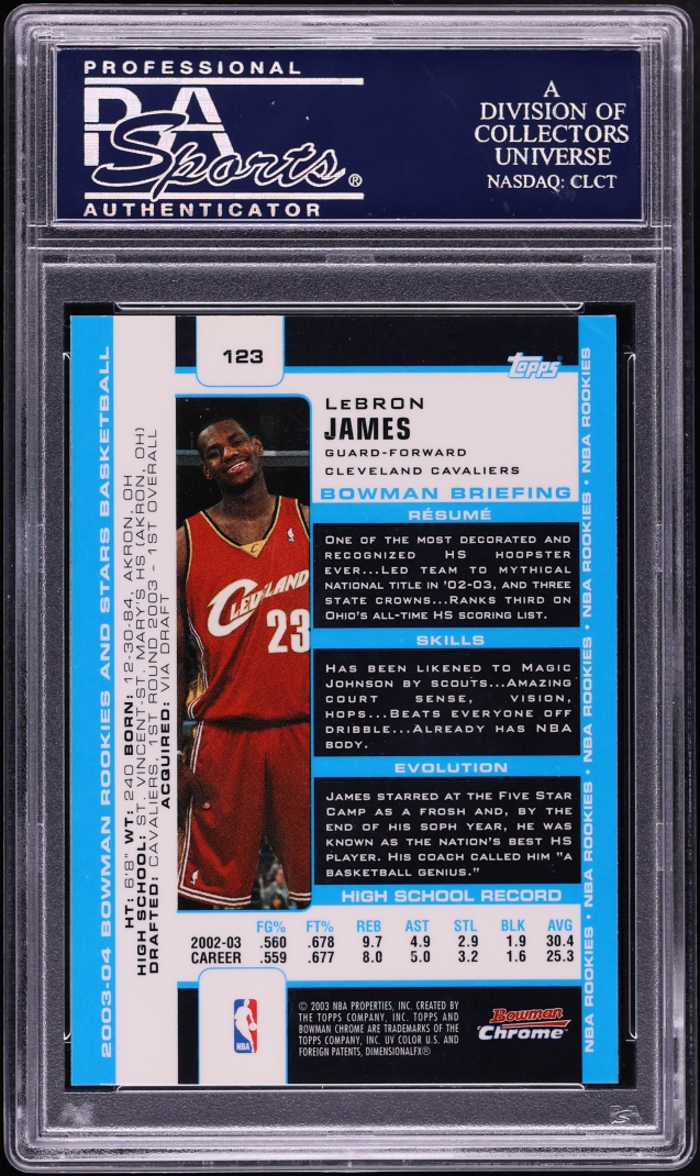 2003 Bowman Chrome LeBron James ROOKIE #123 PSA 10 GEM MINT