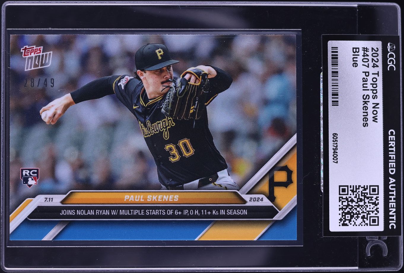 2024 Topps Now Blue Paul Skenes ROOKIE /49 #407 CGC AUTH