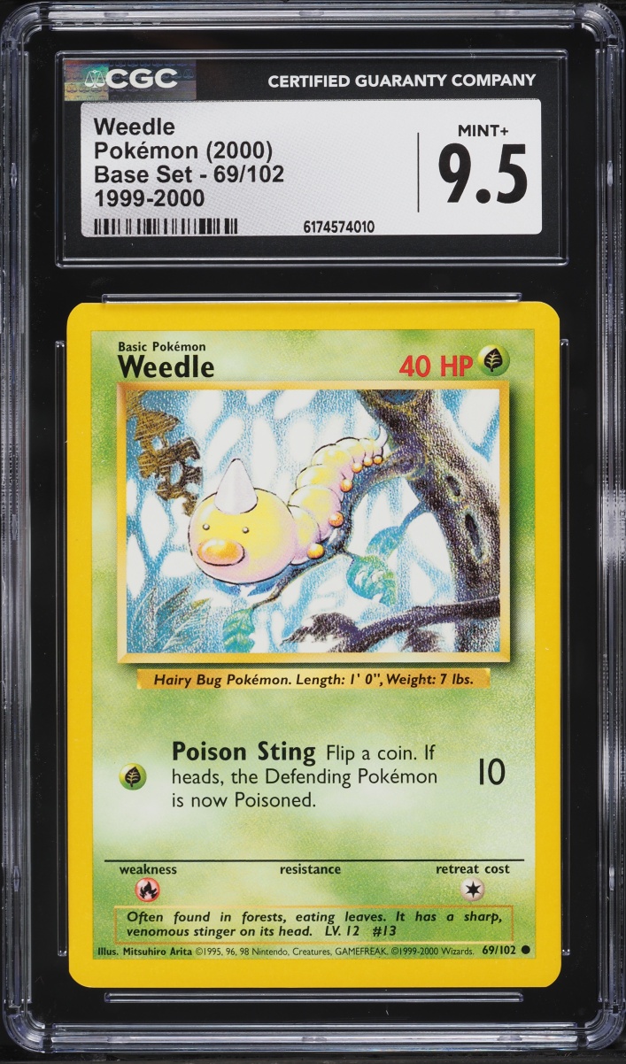 1999-2000 Pokemon Base Set Weedle #69 CGC 9.5 MINT+