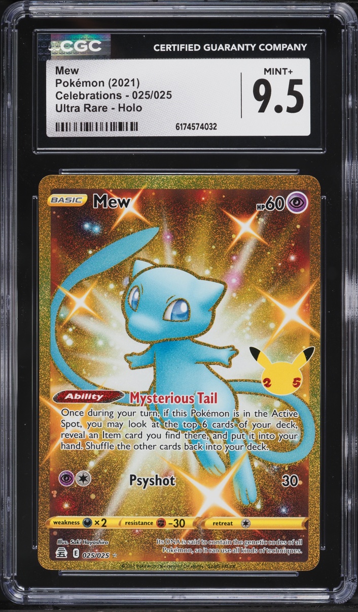 2021 Pokemon Sword & Shield Celebrations Gold Rare Shiny Mew #25 CGC 9.5 MINT+