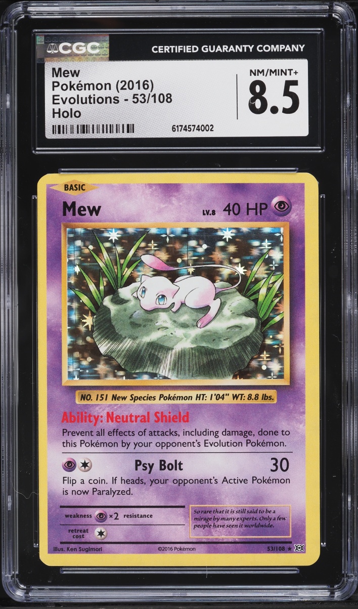 2016 Pokemon XY Evolutions Holo Mew #53 CGC 8.5 NM-MT+