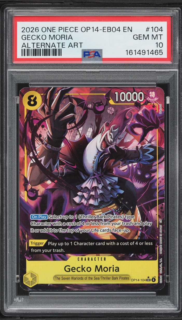 2026 One Piece The Azure Sea's Seven SR Alt Art Gecko Moria #OP14-104 PSA 10 GEM MINT