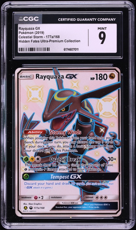 2019 Pokemon SM Celestial Storm Hidden Fates Ultra Premium Full Art Shiny Rayquaza GX CGC 9