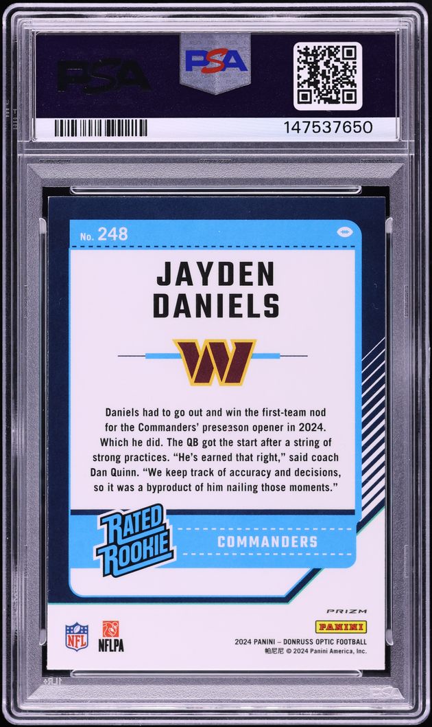 2024 Donruss Optic Pink Jayden Daniels ROOKIE #248 PSA 9 MINT