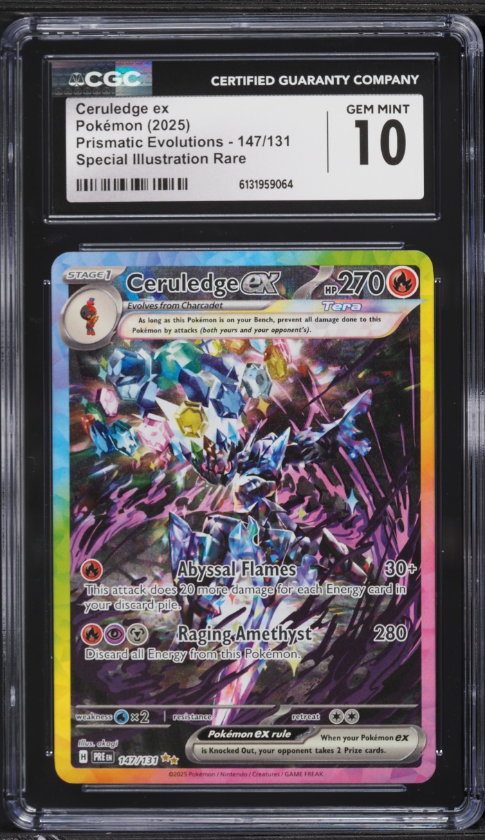2025 Pokemon Scarlet & Violet Prismatic Evolutions SIR Ceruledge EX #147 CGC 10 GEM MINT