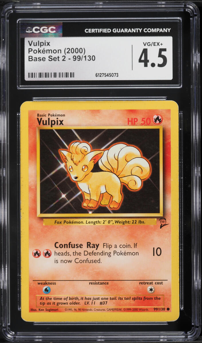 2000 Pokemon Base Set 2 Vulpix #99 CGC 4.5 VGEX+