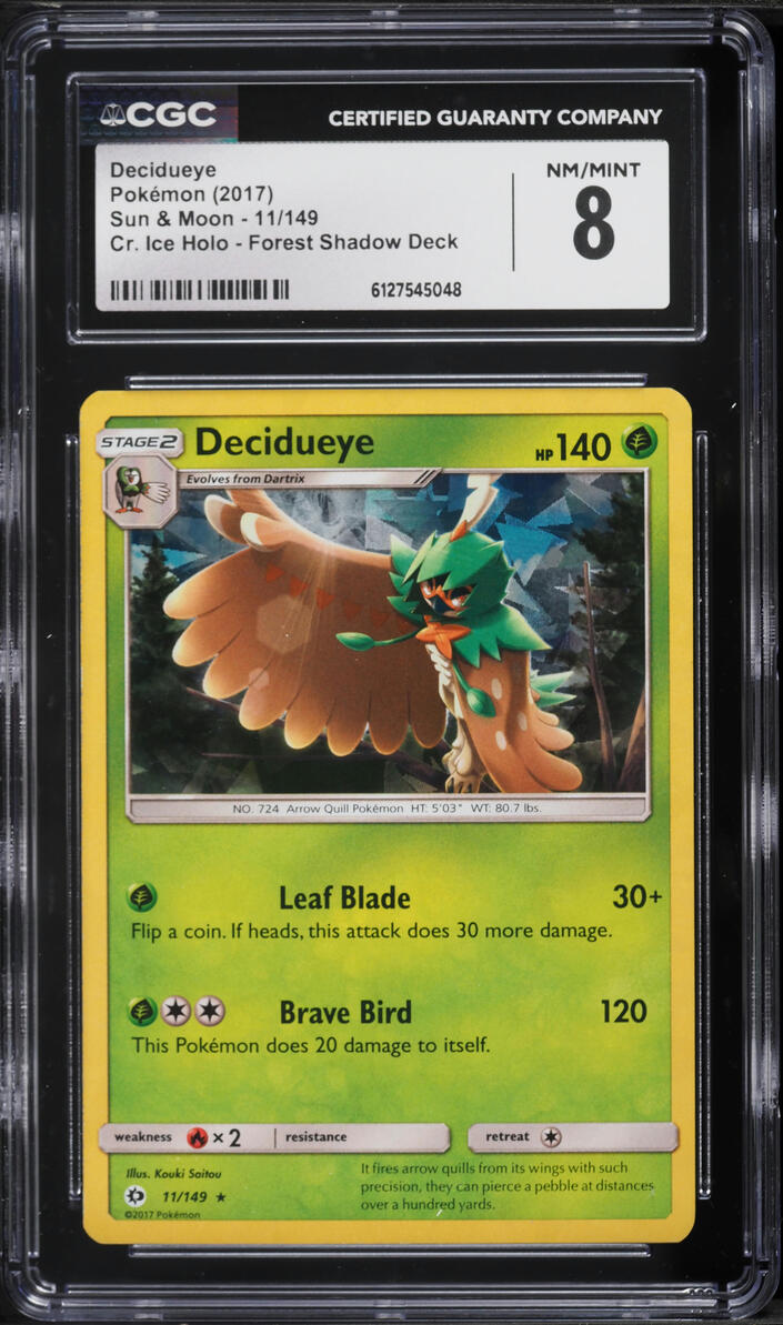 2017 Pokemon Sun & Moon Forest Shadow Deck Cracked Ice Holo Decidueye #11 CGC 8 NM-MT