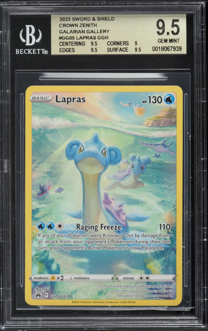 2023 Pokemon Sword & Shield Crown Zenith Full Art Lapras #GG05 BGS 9.5 GEM MINT