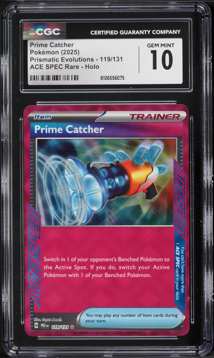 2025 Pokemon Scarlet & Violet Prismatic Evolutions Ace Spec Prime Catcher #119 CGC 10 GEM MINT