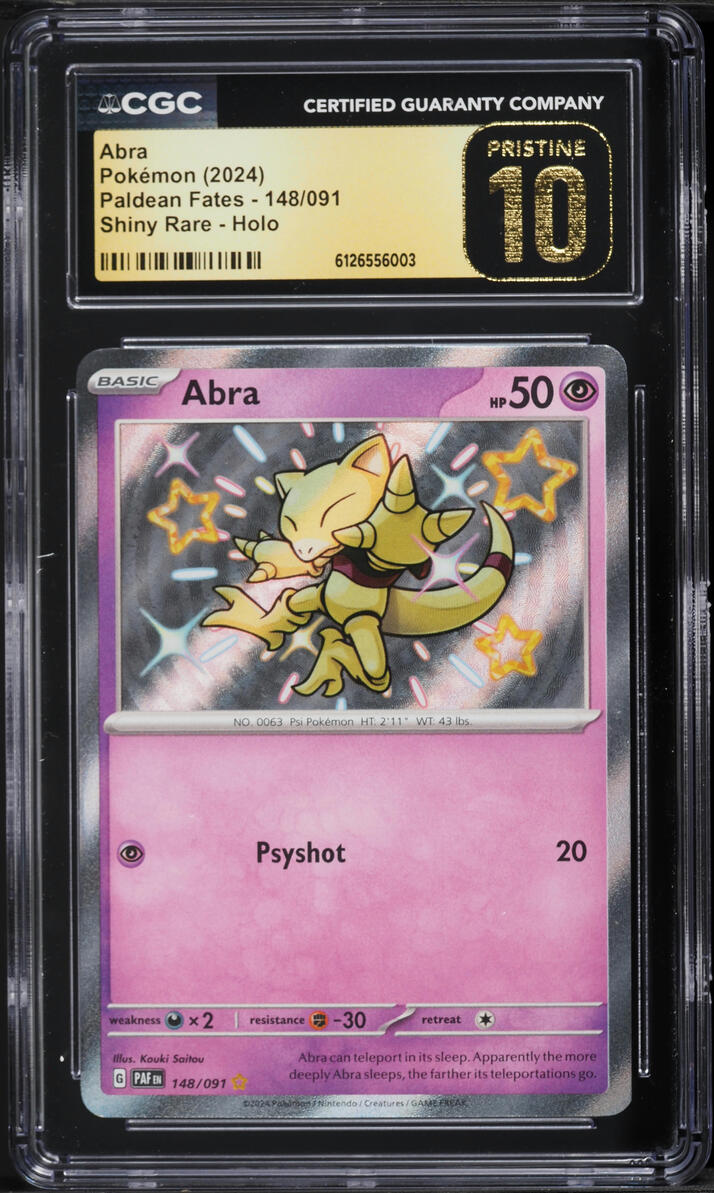 2024 Pokemon Scarlet & Violet Paldean Fates Holo Shiny Abra #148 CGC 10 PRISTINE