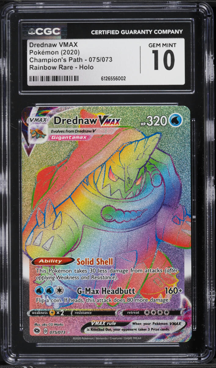 2020 Pokemon Sword & Shield Champion's Path Rainbow Rare Drednaw VMAX #75 CGC 10 GEM MINT