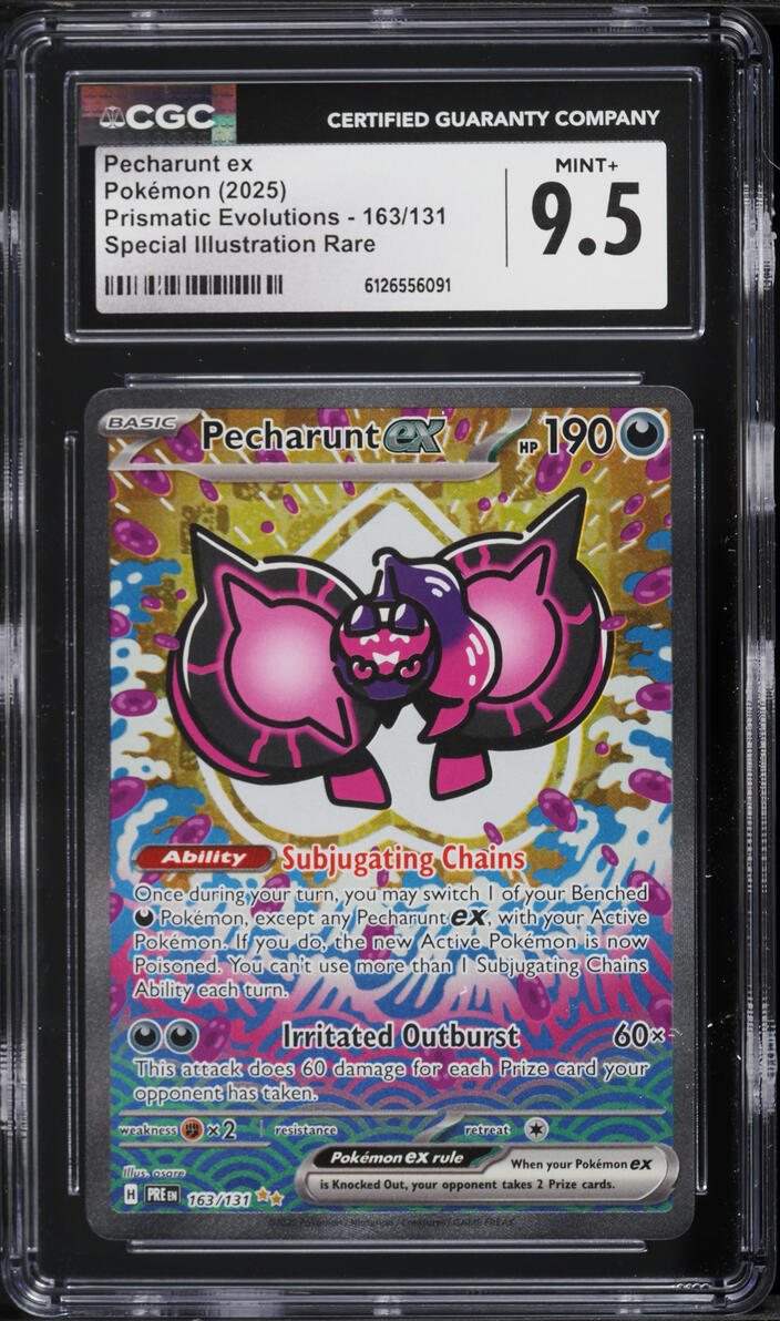 2025 Pokemon Scarlet & Violet Prismatic Evolutions SIR Pecharunt ex #163 CGC 9.5 MINT+