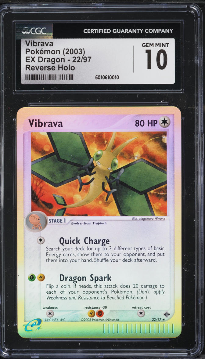 2003 Pokemon EX Dragon Reverse Holo Vibrava #22 CGC 10 GEM MINT