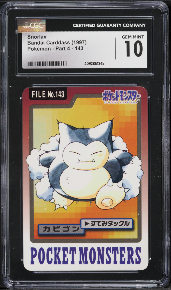 1997 Pokemon Japanese Bandai Carddass Part 4 Snorlax #143 CGC 10 GEM MINT