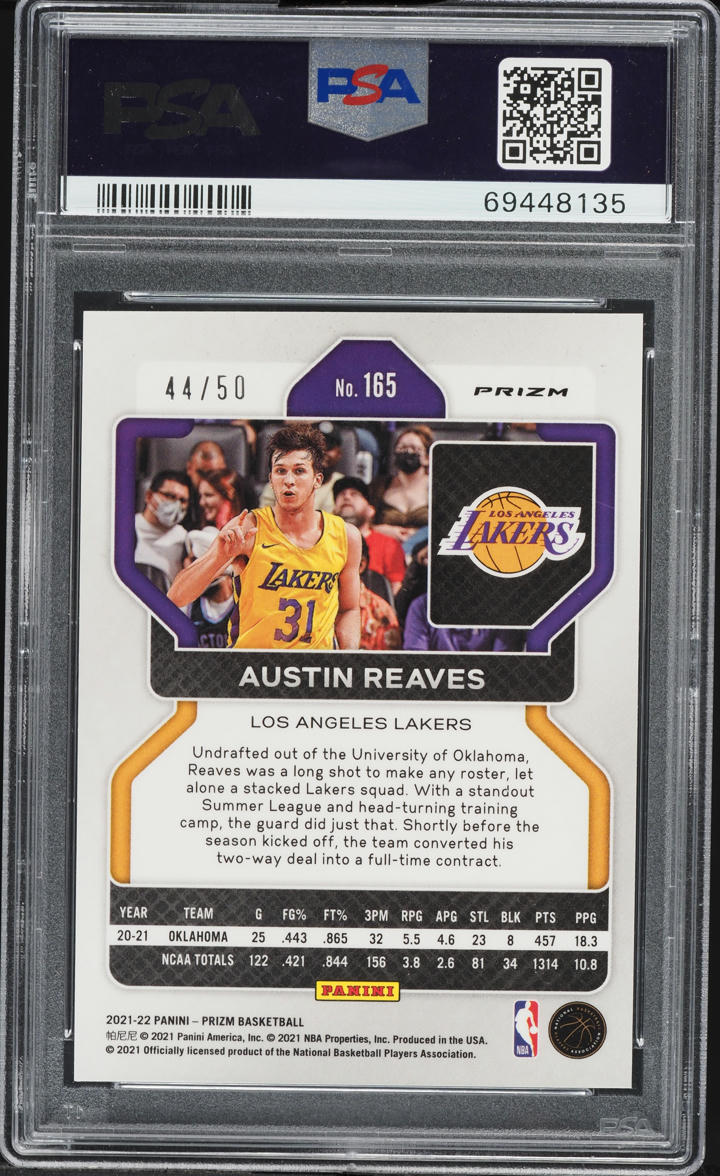 2021 Panini Prizm Pink Fast Break Austin Reaves ROOKIE /50 #165 PSA 10 GEM MINT