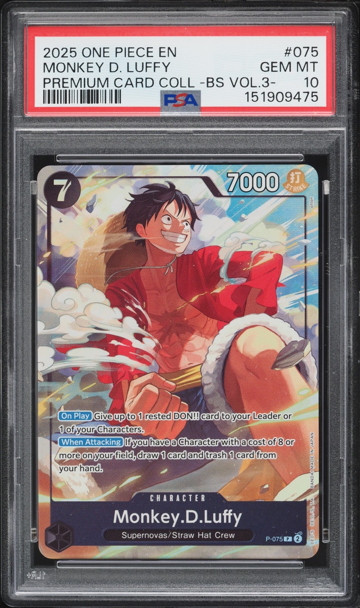2025 One Piece Premium Best Selection Vol. 3 Monkey D. Luffy #075 PSA 10 GEM MINT