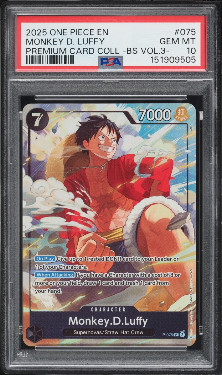 2025 One Piece Premium Best Selection Vol. 3 Monkey D. Luffy #075 PSA 10 GEM MINT