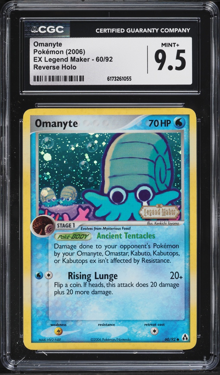 2006 Pokemon EX Legend Maker Reverse Holo Omanyte #60 CGC 9.5 MINT+