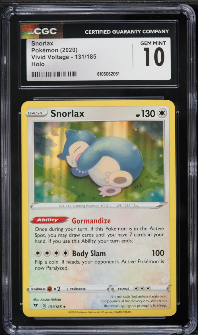 2020 Pokemon Sword & Shield Vivid Voltage Holo Snorlax #131 CGC 10 GEM MINT