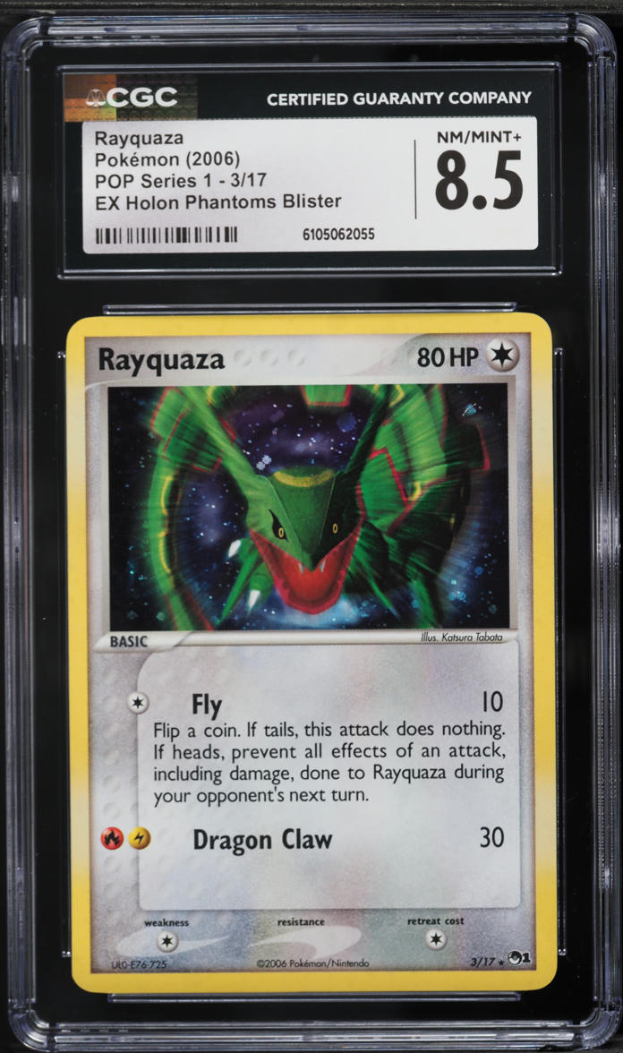 2006 Pokemon POP Series 1 EX Holon Phantoms Blister Holo Rayquaza #3 CGC 8.5 NM-MT+