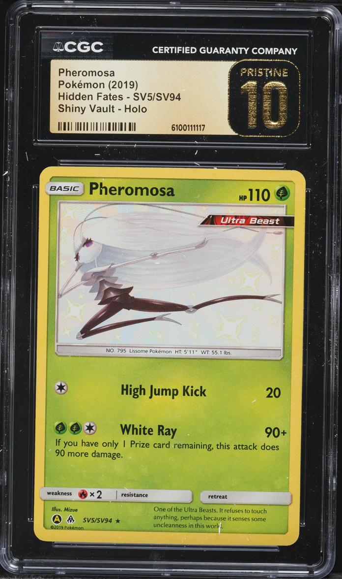 2019 Pokemon Sun & Moon Hidden Fates Shiny Pheromosa #SV5 CGC 10 PRISTINE