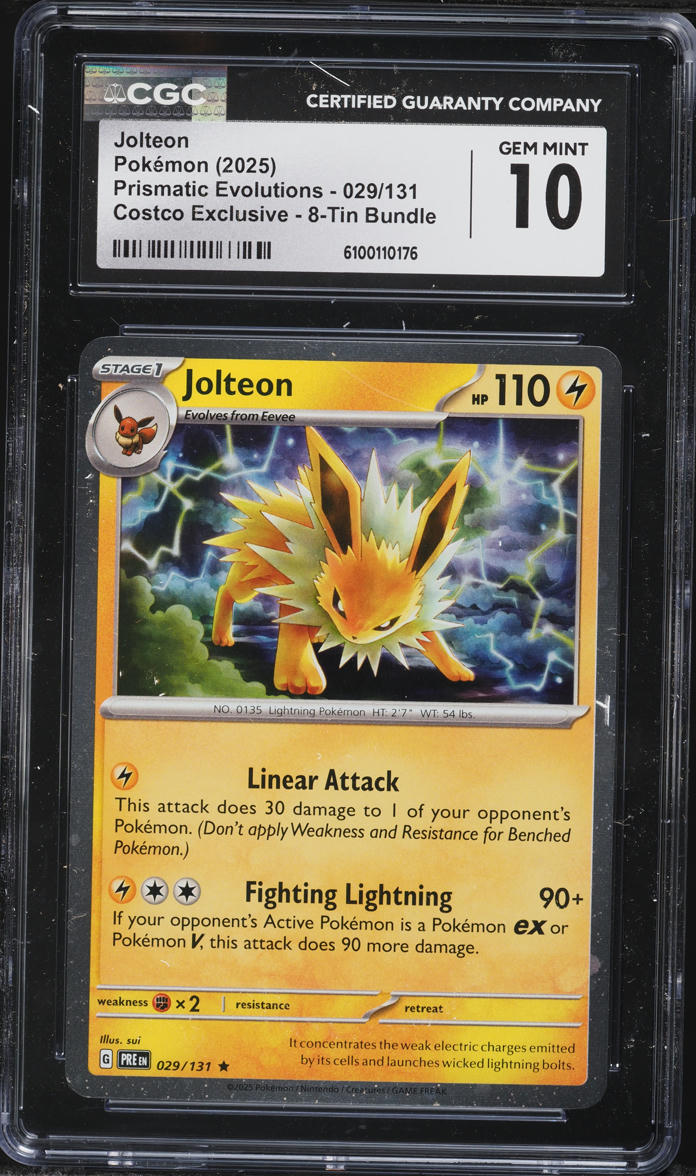 2025 Pokemon SV Prismatic Evolutions Costco Exclusive Jolteon #29 CGC 10 GEM MINT