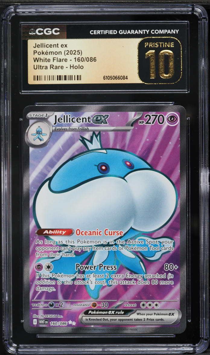 2025 Pokemon Scarlet & Violet White Flare Full Art Jellicent ex #160 CGC 10 PRISTINE